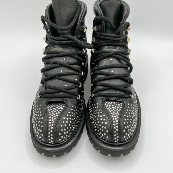 Valentino Garavani Black Rockstud Ankle Hiking Boots - Picture 3 of 12